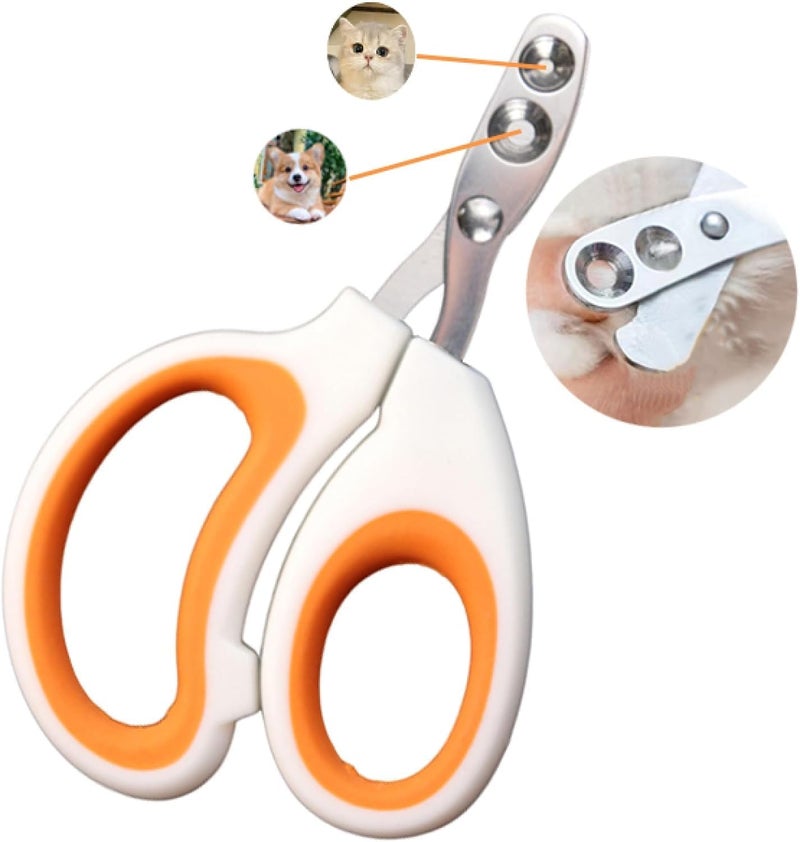 Vesslam Newly Upgraded Design Cat&Dog Nail Clipper with Two Circular Cutting Holes of Different Size(2mm&4mm)-Avoid Over Cutting Pet Nail Clippers -Professional Paw Trimmer Set for Pet (Orange) - Image 1